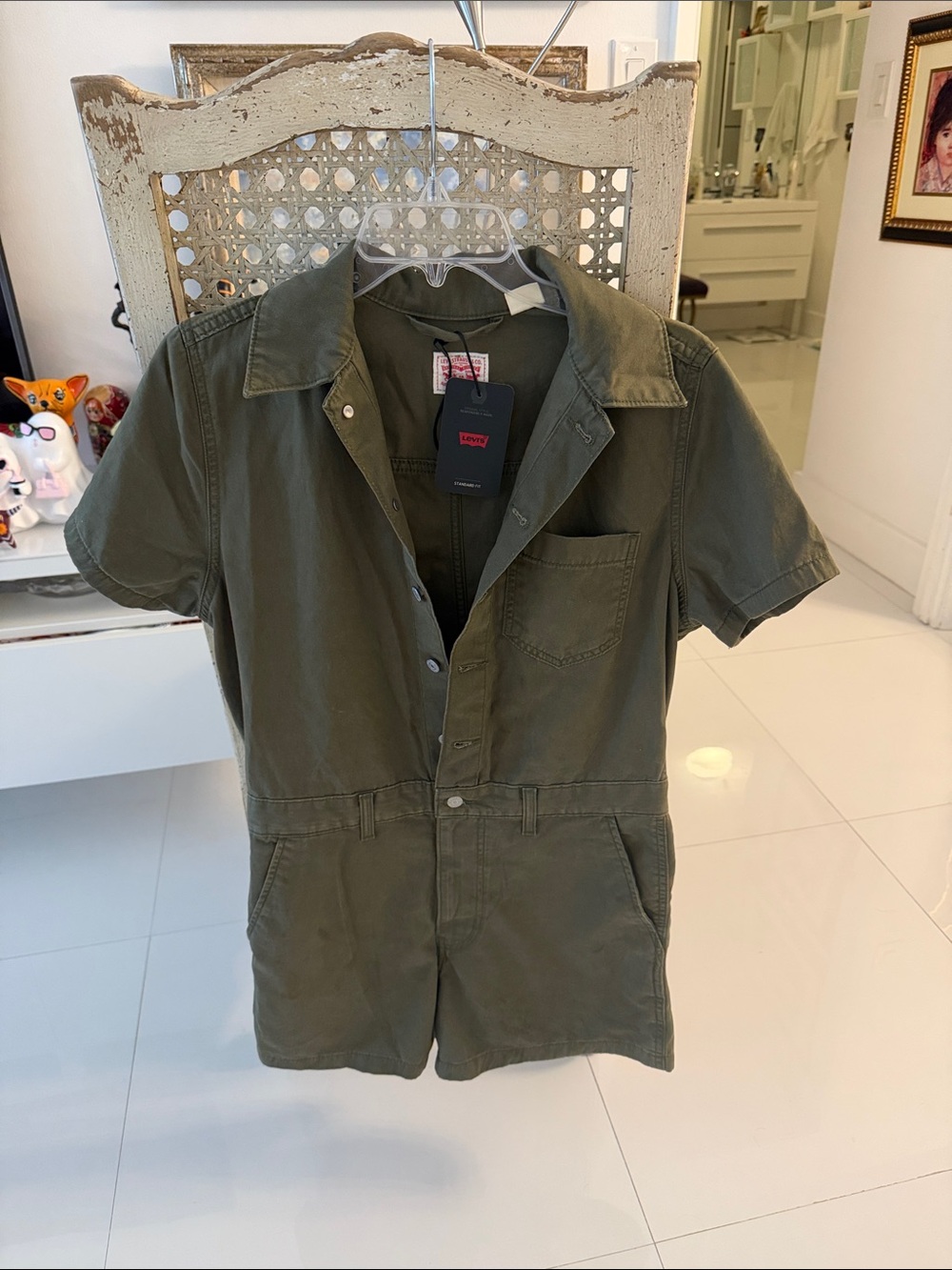 Levi's Olive Green Short-Sleeve Utility Romper